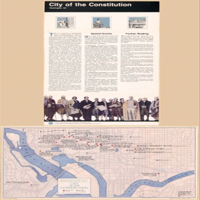 16" x 24" 1987 Map of Washington District of Columbia City of The Constitution