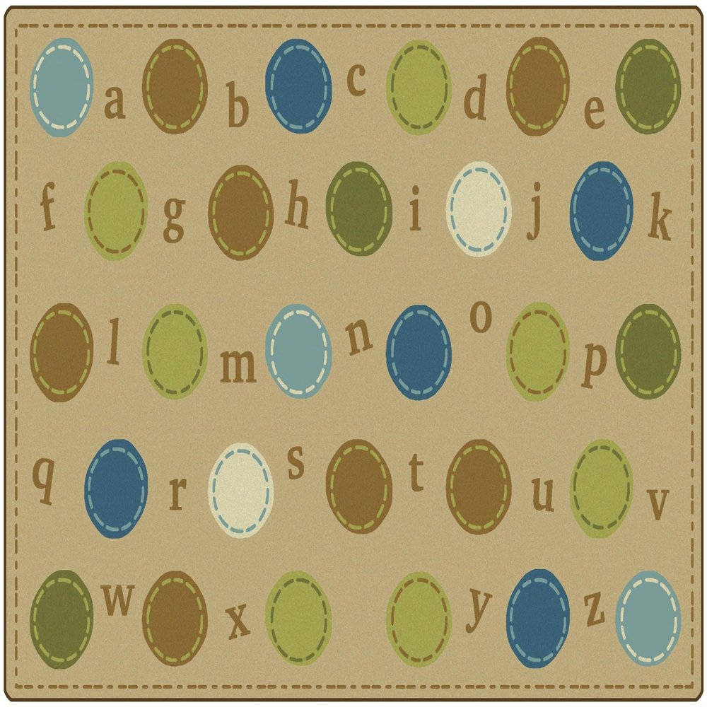 Carpets for Kids 39758 KIDSoft Alphabet Dots Literacy Seating Rug 8ft x 12ft Rectangle Brown