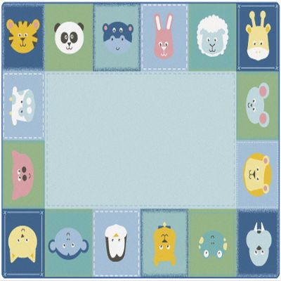 Carpets for Kids 5854 KIDSoft Baby Animals Border Nursery Playroom Baby Rug 4ft x 6ft Rectangle Blue