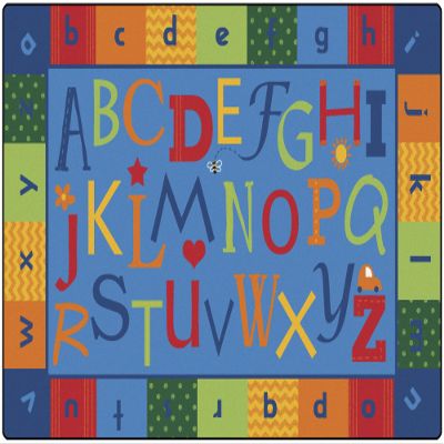 Carpets for Kids 4554 KIDSoft Alphabet Around Literacy Classroom Seating Rug 4ft x 6ft Rectangle Multi Color
