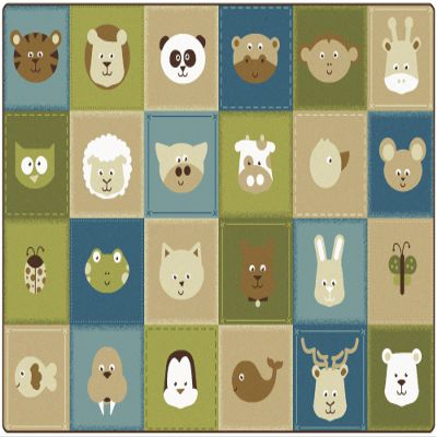 Carpets for Kids 43754 KIDSoft Animal Patchwork Rug 6ft x 4ft Rectangle Brown