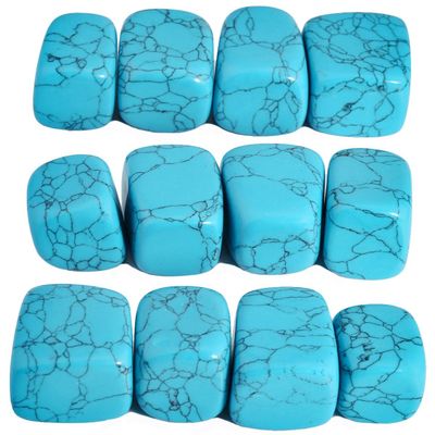 mookaitedecor 1lb Tumbled Stones Polished Crystals Healing, Reiki, Chakra & Wicca,Blue Howlite Turquoise