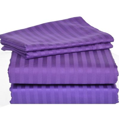 400 Thread Count 4-Piece Sheet Set Super Single (48 x 84) Purple Stripe Fit Up to 22" Deep Mattress 100% Egyptian Cotton.