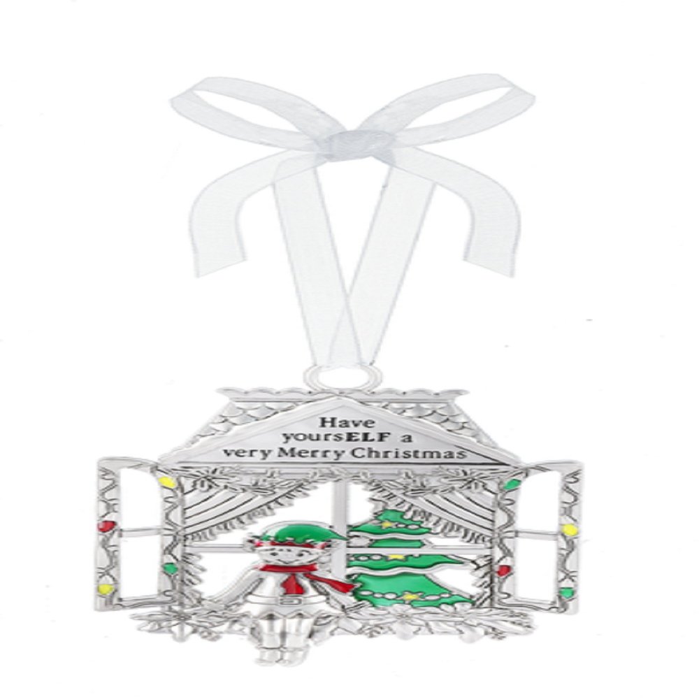 Ganz Have Yourself a Very Merry Christmas Zinc Epoxy Decorative Hanging Ornaments,Silver Multi