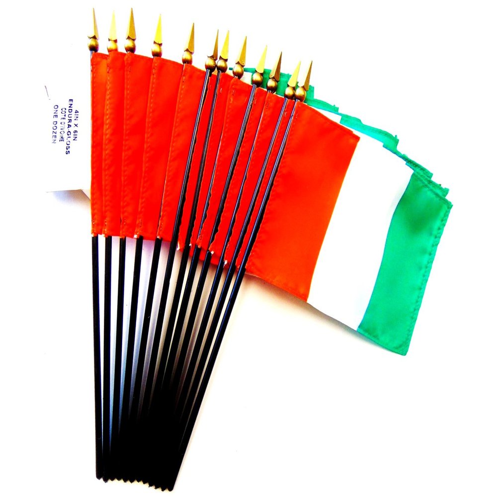 12 Ivory Coast Desk Flags 4x6 Inch American Made Miniature Table Flags; 12 Small Mini Flags
