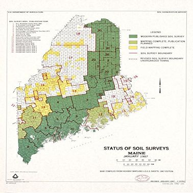 18" x 24" 1987 Map of Maine Status of Soil Surveys