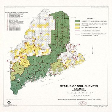 18" x 24" 1987 Map of Maine Status of Soil Surveys