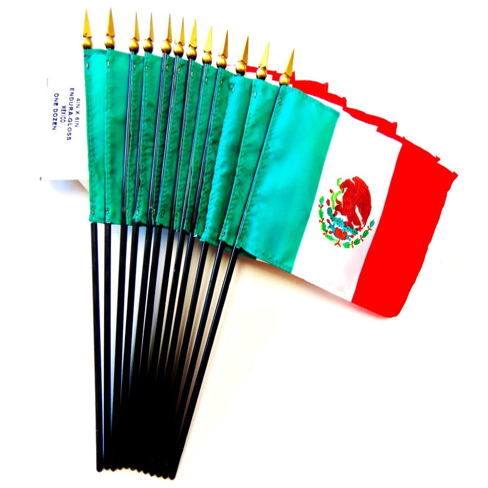 12 Mexico Desk Flags 4x6 Inch AmericanMade Miniature Table Flags Bulk Pack of 12 Small Mexican Mini Flags