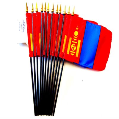 12 Mongolia Desk Flags 4x6 Inch American Made Miniature Table Flags; 12 Small Mini Flags