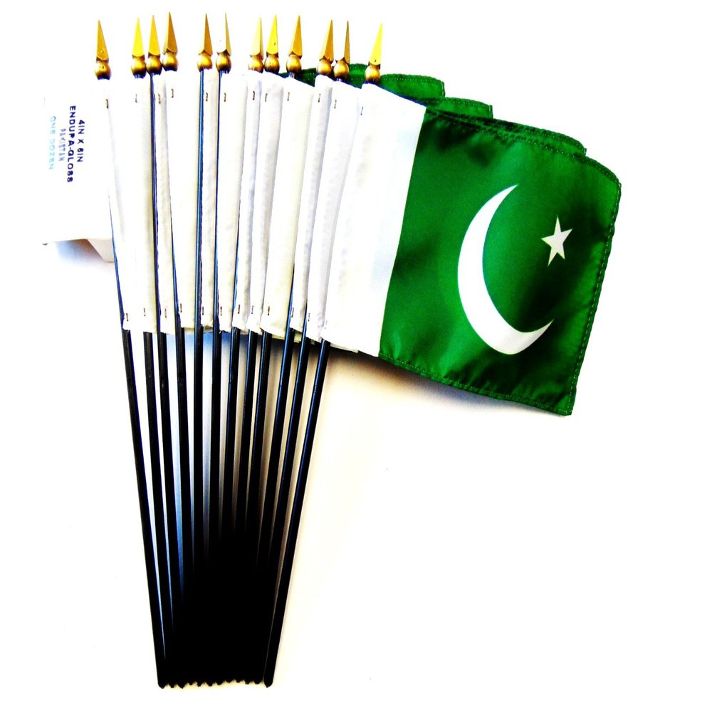 12 Pakistan Desk Flags 4x6 Inch American Made Miniature Table Flags; 12 Small Mini Flags