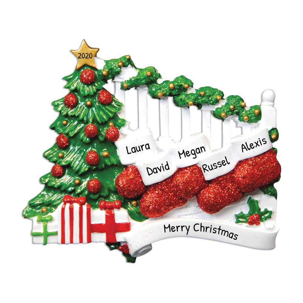 3D Stocking Family of 5 Christmas Ornament 2025 Personalized Family Christmas Ornaments 2025 | Xmas Keepsake Personalized Tree Ornaments Customizable Gifts of Holiday Stockings of Five Ornament