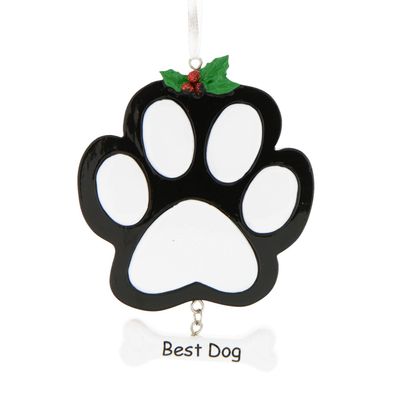 3D Paw Print Christmas Ornament 2025 - Personalized Bone Ornaments for Christmas Tree Puppy Bones Custom Dog Ornaments for Xmas Tree Unique Xmas Gifts for Dogs Gifts for Dog Lovers & Pets Black Paws