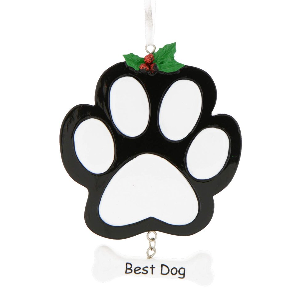 3D Paw Print Christmas Ornament 2025 - Personalized Bone Ornaments for Christmas Tree Puppy Bones Custom Dog Ornaments for Xmas Tree Unique Xmas Gifts for Dogs Gifts for Dog Lovers & Pets Black Paws