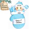 3D Personalized Babys First Christmas Ornament 2025 Boy | Blue Baby Mitten | Baby's First Christmas Ornament 2025 Baby Ornaments for Xmas Tree My 1st Xmas Boy Ornaments for New Parents Couples view 1