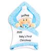 3D Personalized Babys First Christmas Ornament 2025 Boy | Blue Baby in Blanket | Baby's First Christmas Ornament 2025 Baby Ornaments for Xmas Tree My 1st Xmas Boy Ornaments for Couples New Parents view 3