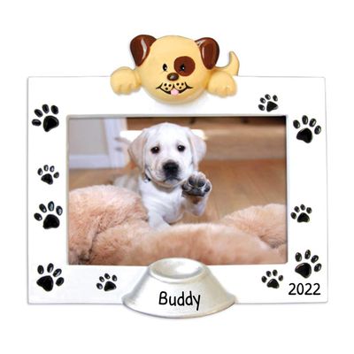 3D Photo Frame Christmas Ornament 2025 Personalized Puppy Ornaments for Christmas Tree Custom Paw Print Dog Ornaments for Xmas Tree Bowl Unique Xmas Gifts for Dogs Gifts for Dog Lovers & Pets Memorial