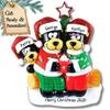 Black Bears Family of 3 Christmas Ornament 2025 Personalized Family Christmas Ornaments 2025 | Winter Holiday Hot Cocoa Personalized Tree Ornaments Customizable Gifts Santa Hat Bear of Three Ornament view 1