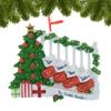3D Stockings Family of 4 Christmas Ornament 2025 Personalized Family Christmas Ornaments 2025 | Holiday Presents Personalized Tree Ornaments Customizable Gifts Fireplace Red Stocking of Four Ornament view 2