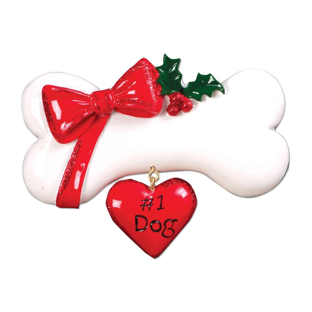 3D Dogs Bone Christmas Ornament 2025 Personalized Bone Ornaments for Christmas Tree Puppy Custom Dog Ornaments for Xmas Tree Unique Xmas Gifts for Dogs Gifts for Dog Lovers & Pets Ribbon Holly Berries