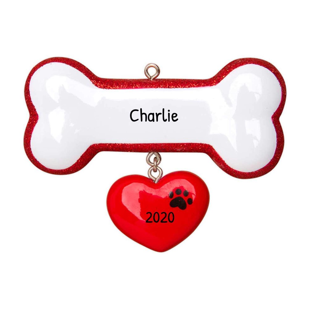 3D Red Dogs Bone Christmas Ornament 2025 - Personalized Puppy Ornaments for Christmas Tree - Custom Dog Ornaments for Xmas Tree Unique Xmas Gifts for Dogs Gifts for Dog Lovers & Pets Paw Treats Heart