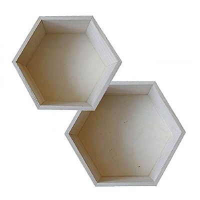 Artemio 2 Hexagonal Wooden Shelves - 24 x 21 cm & 27 x 23.5 cm