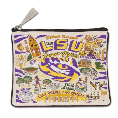 Catstudio Collegiate Zipper Pouch, Louisiana State University Travel Toiletry Bag, Ideal Gift for Alumni, Makeup Bag, Dog Treat Pouch, or Travel Purse
