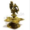 eSplanade - 5" Peacock Lotus Shaped Round Brass Diya | Oil Lamp | Home Decor | Brass Diya | Brass Deepam | Brass Lamps | Kuthu Vilakku | Oil Lamps for Home and Office view 3