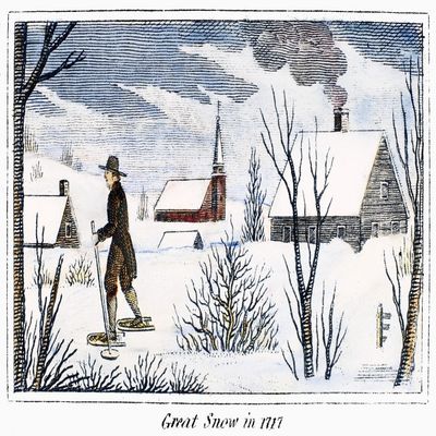 Great Snow Of 1717 Naftermath Of The Great Snow Of 1717 A Series Of Storms From 27 February To 7 March That Blanketed The Northeastern Colonies With Five Feet Of Snow Line Engraving American C1830 Pos