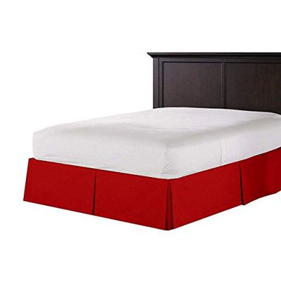 RBS Bedding's 400 Thread Count Egyptian Cotton 1-Piece Split Corner Bed Skirt 10" Drop Length King Red Solid