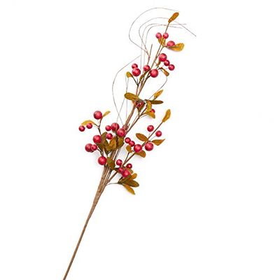 Factory Direct Craft Artificial Autumn Berry and Leaf Spray | for Indoor Decor (Red)