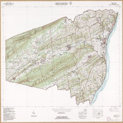 16" x 24" 1986 Map Of Snyder County Pennsylvania