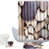 Amagical Cobblestone Print 3 Piece Toilet Mat Set Shower Curtain Holidays Summer Non-Slip Bathroom Mat Rug Contour Mat Fabric Shower Curtain with 12 Hooks view 1