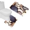 Amagical Cobblestone Print 3 Piece Toilet Mat Set Shower Curtain Holidays Summer Non-Slip Bathroom Mat Rug Contour Mat Fabric Shower Curtain with 12 Hooks view 2