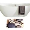 Amagical Cobblestone Print 3 Piece Toilet Mat Set Shower Curtain Holidays Summer Non-Slip Bathroom Mat Rug Contour Mat Fabric Shower Curtain with 12 Hooks view 4