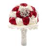 Abbie Home 8 Inches Bride Wedding Bouquet in Burgundy - White Satin Roses with Pearls Rhinestone Brooches Accessories (Burgundy&White) view 2