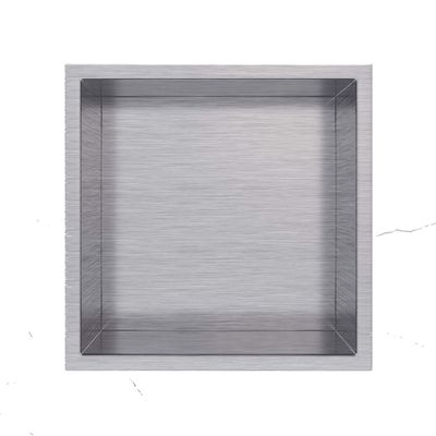 Cantrio Shower Niche NO TILE NEEDED 12" x 12" Brushed Single Shelf Organizer, Square Best Modern In Wall Bathroom Accessory for Shower or Tub Storage | Nook Insert Holds Soap, Bottles, Toiletries