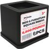 iPrimio Bed and Furniture Square Risers - 3 Inch Rise Size - Wont Crack & Scratch Floors - Heavy Duty Rubber Bottom - Patent Pending - Great for Wood and Carpet Surface (Black, 6) view 1
