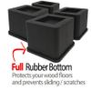 iPrimio Bed and Furniture Square Risers - 3 Inch Rise Size - Wont Crack & Scratch Floors - Heavy Duty Rubber Bottom - Patent Pending - Great for Wood and Carpet Surface (Black, 6) view 4
