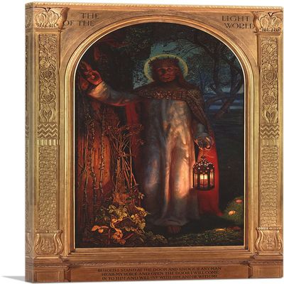 ARTCANVAS The Light Of The World 1851 (St Paul's Cathedral Version) (With Printed Frame) Canvas Art Print by William Holman Hunt - 40" x 26" (0.75" Deep)
