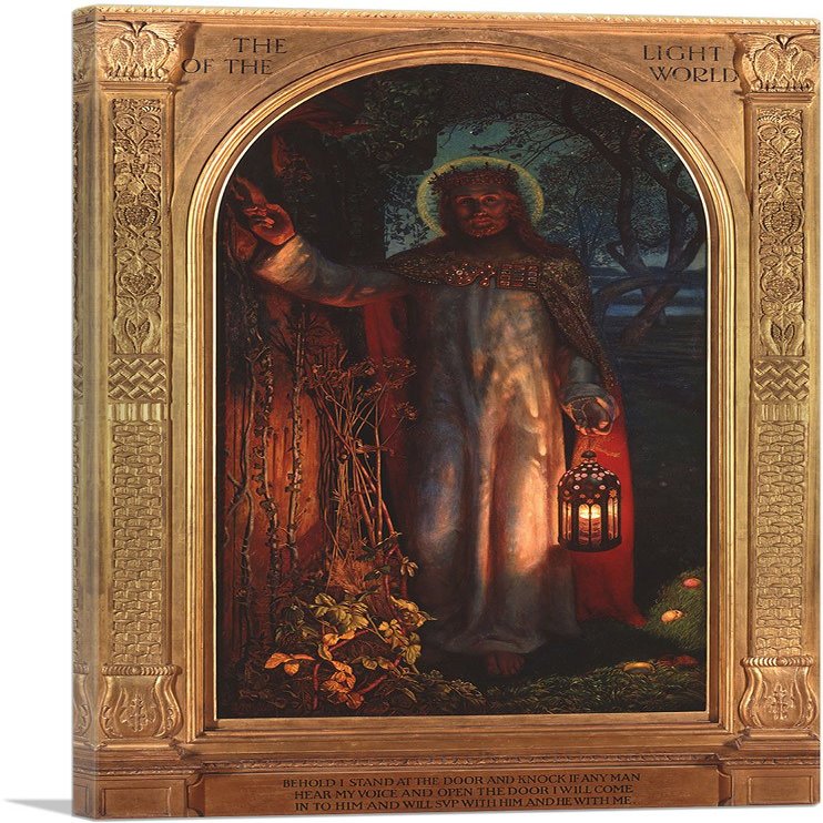 ARTCANVAS The Light Of The World 1851 (St Paul's Cathedral Version) (With Printed Frame) Canvas Art Print by William Holman Hunt - 40" x 26" (0.75" Deep)