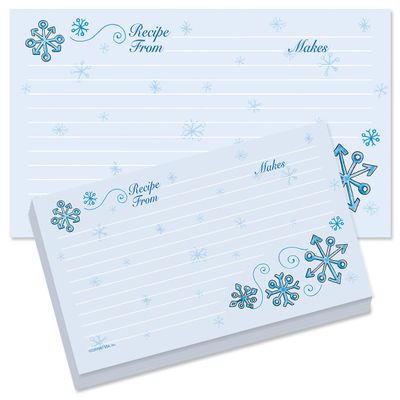 Current Blue Snow Recipe Cards - 3x5 Inches, Single Sided Blank Cardstock for Family Thanksgiving, Cookie, & Baking Recipes, Cute Bridal Shower, Christmas, & Holiday Gift, 50 Card Set