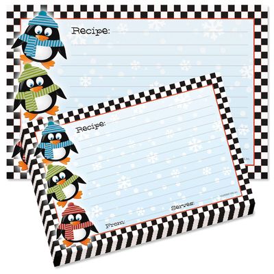Current Penguin Holiday Recipe Cards - 4x6 Inches, Single Sided Blank Cardstock for Family Thanksgiving, Cookie, & Baking Recipes, Cute Bridal Shower, Christmas, & Holiday Gift, 48 Card Set
