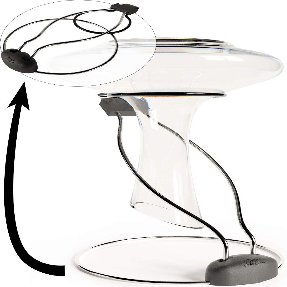 2in1 Wine Decanter Drying Stand Fast Spotless Carafe Dryer & Compact Folding Rack for Safe Storage - incl. Black Rubber Top (Non Slip & Anti Scratch)