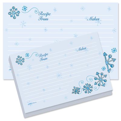 Current Blue Snow Recipe Cards - 4x6 Inches, Single Sided Blank Cardstock for Family Thanksgiving, Cookie, & Baking Recipes, Cute Bridal Shower, Christmas, & Holiday Gift, 48 Card Set