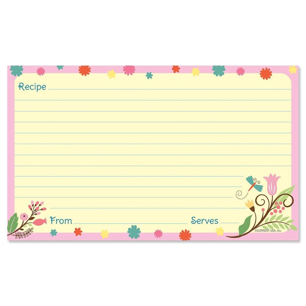 Current Spring's Splendor Recipe Cards - 3x5 Inches, Single Sided Blank Cardstock for Family Thanksgiving, Cookie, & Baking Recipes, Cute Bridal Shower, Christmas, & Holiday Gift, 50 Card Set