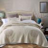 ABREEZE Quilt Sets Queen Size 100% Cotton Beige Bedspread with 3D Floral Pattern Modern Style Quilts and Coverlets with 2 Matching Pillow Shams view 1