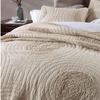 ABREEZE Quilt Sets Queen Size 100% Cotton Beige Bedspread with 3D Floral Pattern Modern Style Quilts and Coverlets with 2 Matching Pillow Shams view 4