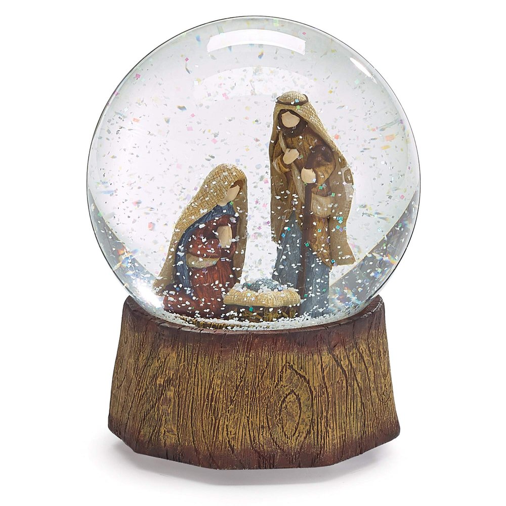 Burton and Burton 9733830 Nativity Snow Globe Plays Silent Night Decor, Multicolor