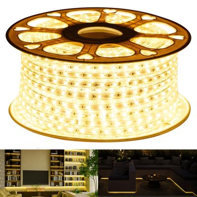 GUOTONG 110V Led Strip Light Led Rope Lights Outdoor Indoor Use 3000K Warm White Waterproof Flexible Cuttable Connectable 131.2ft 40m 110V 2 Wire Ideal for Backyards Christmas Decorative Lighting