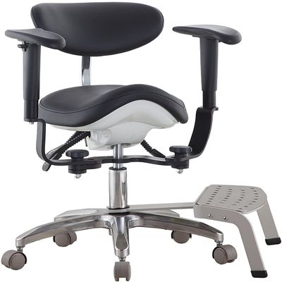 BONEW Microscope Saddle Stool Foot Controlled/Pedal Base with Backrest Doctor's Chair PU Leather SDS-PB1